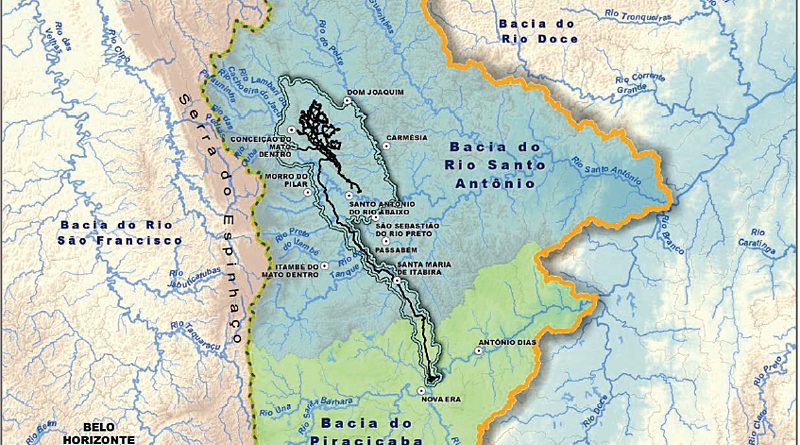 As bacias dos rios Santo Antônio e Piracicaba, que serão cortadas pelo mineroduto / Imagem: Rima Serra da Serpentina
